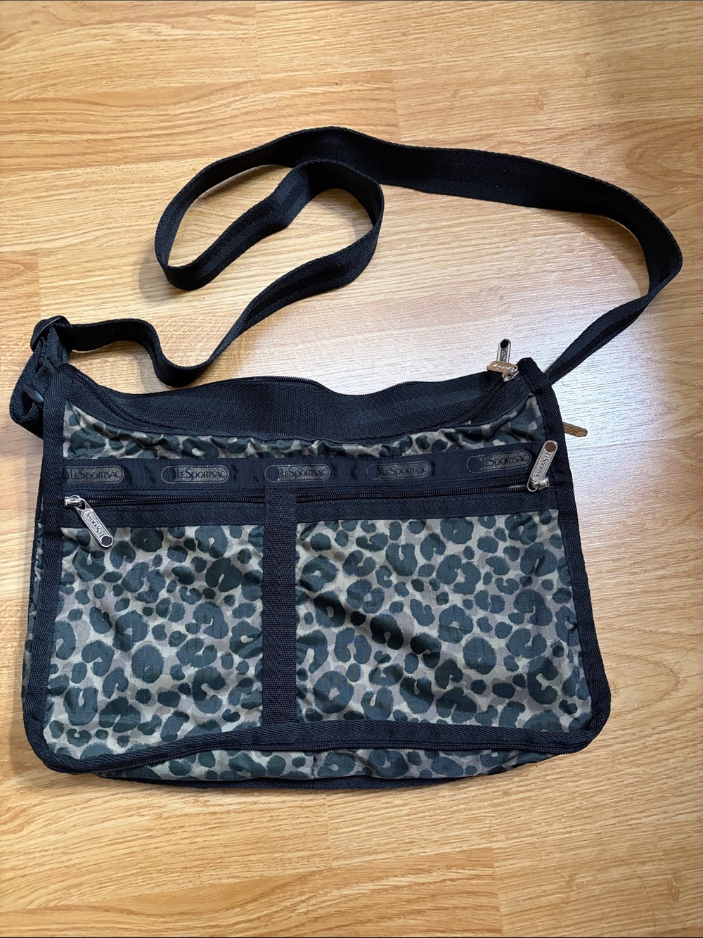 Lesportsac Leopard-Print Crossbody Bag in Black and Gray
